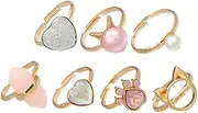 [LIFKOME] 7pcs Girls Jewelry Ring Set Metal Kids Ring Dress up Toy Little Girls Jewelry Fidget Set Kids Toy Collection Party Favors