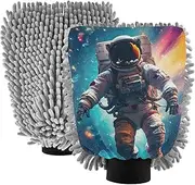 XYMZR Colorful Astronaut Space Absorbent Microfiber Car Wash Mitt, Funny Cute Anime Scratch Free for Cars Cleaning, Home Cleaning Mitts, 2 Pack, 10.24” L x 7.09” W