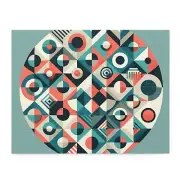Puzzle (120, 252, 500-Piece) Geometric Shapes Modern Art Teal Coral