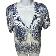 Talbots Short Sleeve V Neck Button Front Top Sweater Size Medium Petite NEW!