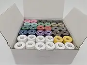 DOUBLELIN 144pcs Multi-Colors Prewound Bobbins Size A, 40S/2 Spun Polyester Thread 34wt, Plastic Sided, Size A, Class 15, 15J, SA156, 11 Colors by 8pcs per Color, 16pcs Black and 40pcs White