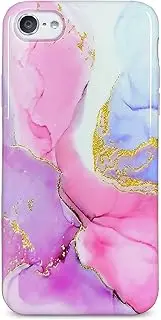 J.west iPod Touch 7th Generation Case, Glitter Marble Design, Slim Fit Anti-Scratch Flex Soft TPU Bumper Protective Case for iPod Touch 5/6/7, Pink Gold