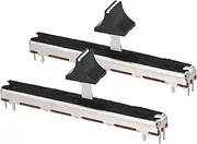 uxcell Fader Variable Resistors Mixer 75mm Straight Slide Potentiometer B10K Ohm White Black Knobs 2pcs