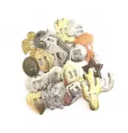 Conchos Grab Bag! Western Styles, Mixed Shapes and Sizes, Slotted; 100 Pieces