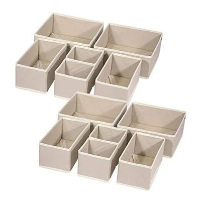 12 Pack Foldable Cloth Storage Box Closet Dresser Drawer Organizer Fabric