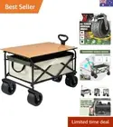 Collapsible Folding Wagon, Outdoor Utility with Silent Universal Wheels, Cup ...