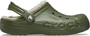 [Crocs] Baya Lined Clogs, Fuzzy Slippers, Army Green Multi, 8 US Women/6 US Men