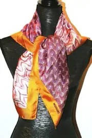 MISSONI AUTHENTIC 35" x 35" SILK TWILL ZIG-ZAG SCARF Made in ITALY LARGE