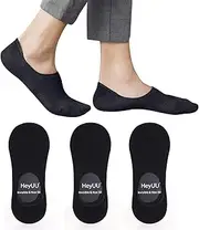 [HeyUU] 3 | 6 | 10 Pairs Men's & Women's Cotton Socks Invisible Trainer Socks with 8 Non-Slip Silicone Strips, Non-Slip Socks
