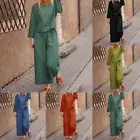 Trendy Women's Lounge Wear Set Cotton Linen Tops and Fashionable Pants