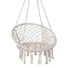 SUNCREAT Hammock Chair Macrame Swing with Side Pocket, Hanging Cotton Rope Ha...