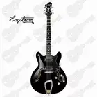 HAGSTROM VIKBLK VIKING SEMI-HOLLOW BODY ELECTRIC GUITAR IN BLACK GLOSS WITH CASE