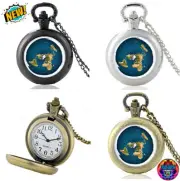 Vintage Flat Earth Pocket Watch World Map CIock Pendant Necklace Unisex Realm HQ