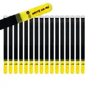 Hook and Loop Cinch-Straps 12" 16 Pack (Yellow/Black) with Write on Label for...