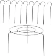 JEWEDECO 1 Set Stackable Barbecue Skewer Rack Stainless Steel Vertical Air Fryer BBQ Stand with Skewers for Meat Fruit Kabobs Height for Even Cooking