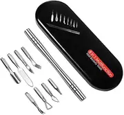 Labymos 8 in 1 Cuticle Pusher & Cutter Set Stainless Steel Nail Pusher Double-Ended Mani Pedi Remover Tools Cuticle Peeler Scraper Nail Dotting Pen for Fingernails & Toenails