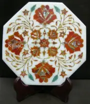 Carnelian Stone Kettle Stand , 8 Inches Pizza Serving Plate , Marble Tea Stand