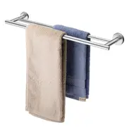 ACA 75cm Wall Double Round Towel Rail Rack Holder Stainless Steel Brushed Nickel