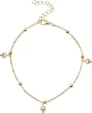 [Tummy Tub] Bracelets,Bracelet Jewellery,Anklet String Charm,Matching Rings Dinosaur Suitable Reveals Personality Temperament Your Anklet Pearl Occasions for Many Anklet of The Rings (Color : Gold)