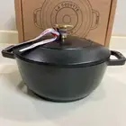 Staub Enameled Pot Wa-NABE size S 16cm Black Cast Iron