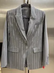 Elie Tahari Grey Sequined Stripped Blazer sz.2 NWT $495