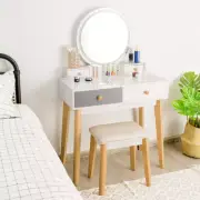 Dressing Table with Lights Stool for Makeup