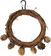 Happyyami 1pc Lovebird Wreath Swing Cage Hanging Swing Dog Parrot Perches Hamster Pet Lovebird Bird Perch for Birds Parrot Play Stand Parrot Cage Perch Gerbil Larch