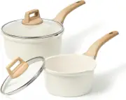 1.5Qt & 3.0Qt Sauce Pan Set with Lid Nonstick Saucepan 4 Pcs Non Stick Sauce Pot