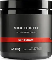 Ultra High Strength Milk Thistle Capsules - 25,000mg 50x Concentrated Extract - The Strongest Milk Thistle Supplement Available - 80% Silymarin - Liver Support Supplement - 90 Capsules