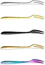 NILLOS Mini Fruit Forks, 5 PCS Stainless Steel Fruit Fork for Desserts, Cakes and Appetizers (5.11x0.39 in)