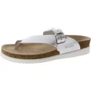 Mephisto Womens White Leather Toe Loop Slide Sandals 38 Medium (B,M) BHFO 4714