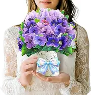 Violet Pop-Up Card, 3D Flower Bouquet Greeting Card with Envelope and Notecard, for Birthdays, Mother’s Day, Weddings, Anniversaries, Easter, Get Well, Sympathy, Thinking of You, and Housewarming