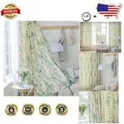 Green Floral Chenille Curtains - 96 Inch Light Filtering Drapes (Pack of 2)