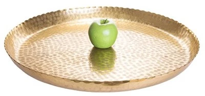 20" Decorative Antique Aluminium Round Gold Centerpiece Display Serving Tray