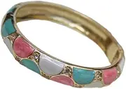 [ZZVYSSHN] Vintage Cloisonne Bangle Enamel Cloisonne Semicircle Colorful Bangles for Girls Traditional Handcraft Rhinestone Bangles Bracelets Gilding Magnet Buckle