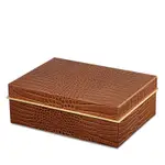 Aerin Classic Croc Embossed Leather Small Box in Chestnut