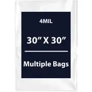 4Mil 30" X 30" | LDPE Clear Flat Poly Bags, Flexible & Durable | Multiple Bags