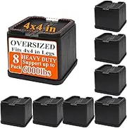 MYMULIKE Bed Risers Oversized 8 Pack, 4 Inch Heavy Duty Furniture Risers Support Up to 6000lbs, Adjustable 8 Inch Bed Raising Blocks Couch Risers for College Dorm Rooms, Tables, Desks