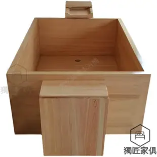 新品特惠 可開發票 日本檜木浴缸美容院泡澡木桶浴缸方形木質浴桶洗澡桶泡澡桶定制 含稅免運