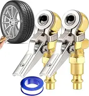 LeoLeozz Tire Inflator Chuck - Air Chuck Quick Connect - Flowing Clip on 2X Closed Tight Tyre Pump Hose Tool Gauge Compressor Attachments for Vehicle