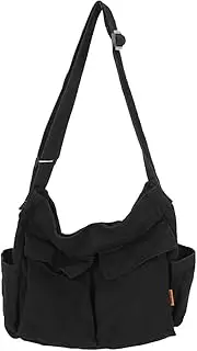 [WABUYAO] Canvas Messenger Bag Large Hobo Crossbody Bag with Multiple Pockets Casual Shoulder Tote Bag for Women and Men