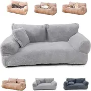 Revuera Pet Sofa, Revuera Calming Pet Sofa, Revuera Pet Bed, Calming Dog Bed Fluffy Plush Pet Sofa, Dog Sofa Couch Bed for Large Small Dogs & Cats up to 110 lbs (S,Light Gray)