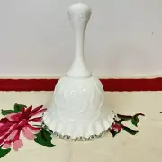 Vintage Fenton Milk Glass Spanish Lace Silver Crest Bell