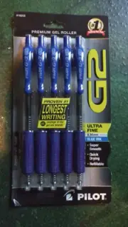 5 PK Pilot G-2 G2 Retractable Gel ROLLER Pens extra Fine Point 0.38mm BLUE INK