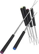 6Pcs Telescopic Stainless Steel Fondue Forks Chocolate Dipping Tools for Cheese Marshmallow and Hot Dogs Skewers for Camping and BBQ