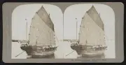 A typical Chinese junk Canton River China Old Photo