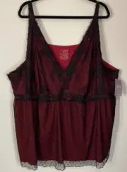 NWT Catherines Sleepwear Lace Overlay Spaghetti Strap Tank Top Lingerie Size 5X