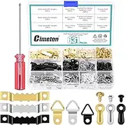 Cimeton 631Pcs 3 Colors Picture Hanging Kit Include Saw Tooth Picture Hangers, Photo Frame Turn Buttons, Triangle Ring Picture Hangers with Screws and Screwdriver for Hanging Pictures Photos
