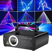 Moving Head DJ Light, Professional 3D Animation RGB Show Projector with Remote and 512 Control, Stage Party Disco Light Supports Custom Drawings, Text Playback, Personalized Programming