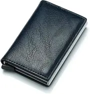 [Dlife] Wallet with Money Clip RFID Blocking Wallet, Minimalist PU Leather Mens Card Wallet, Credit Card Holder, Contactless Credit Card Protector Automatic Pop-up Card (C-Blue)